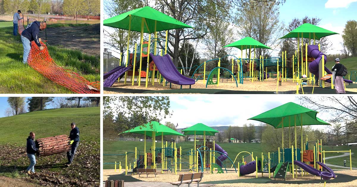 photos of the playground at Willow Park